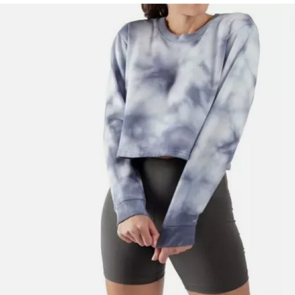 90 Degree NWT By Reflex Cropped Heathered Grey Crewneck Sweatshirt - M